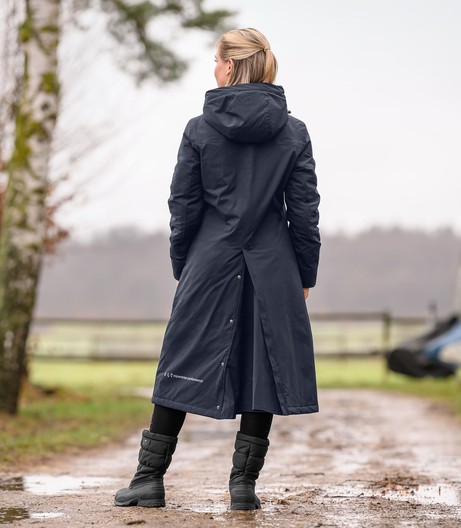 Manteau long marine ELT, femme – Image 2
